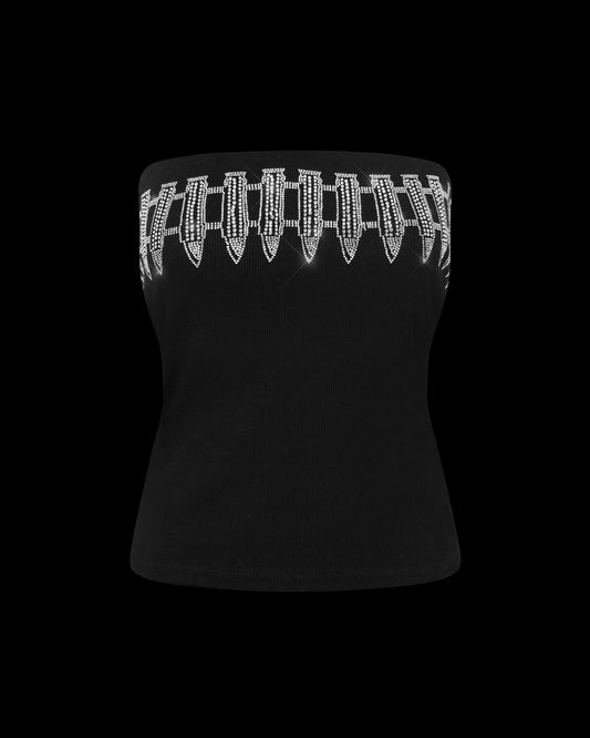 NMDCLLC ENEMY RHINESTONE CROP&HOTPANT
